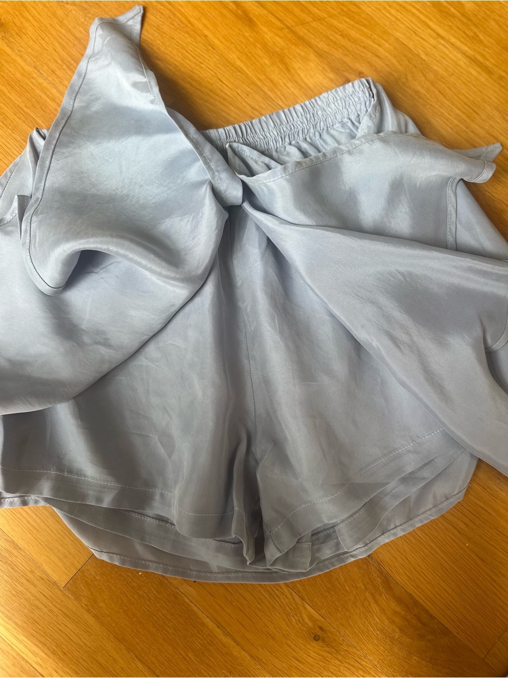 Pleat Collection Girls Cross front Skort Elastic Waist Snap Periwinkle Blue 12 - Picture 3 of 5